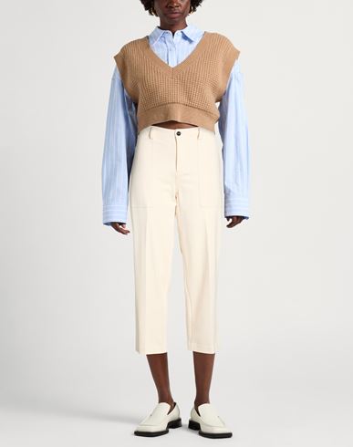 Woman Pants Cream Size 6 Cotton, Lycra