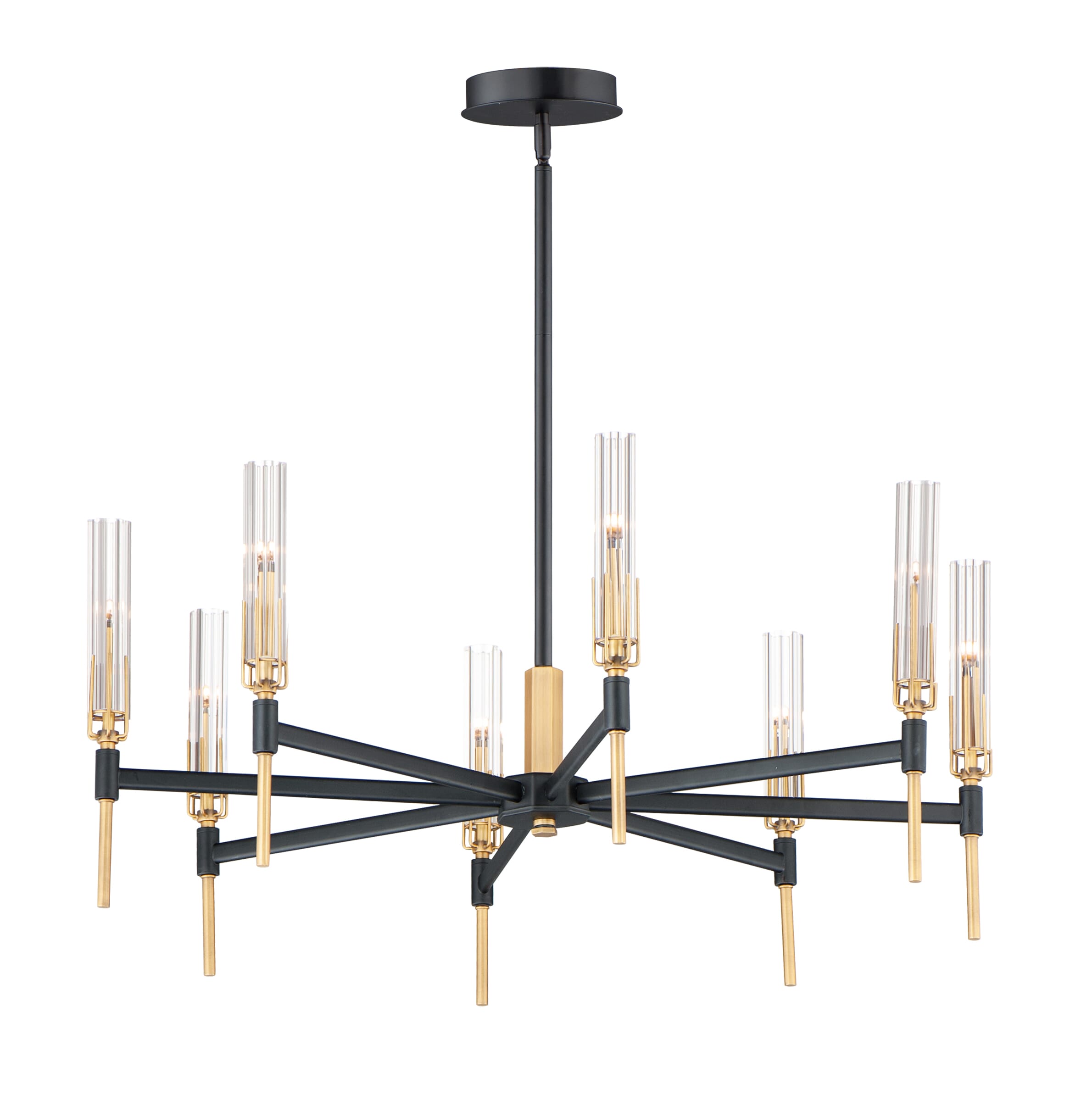 Maxim Flambeau 8-Light Transitional Chandelier in Black and Antique Bra