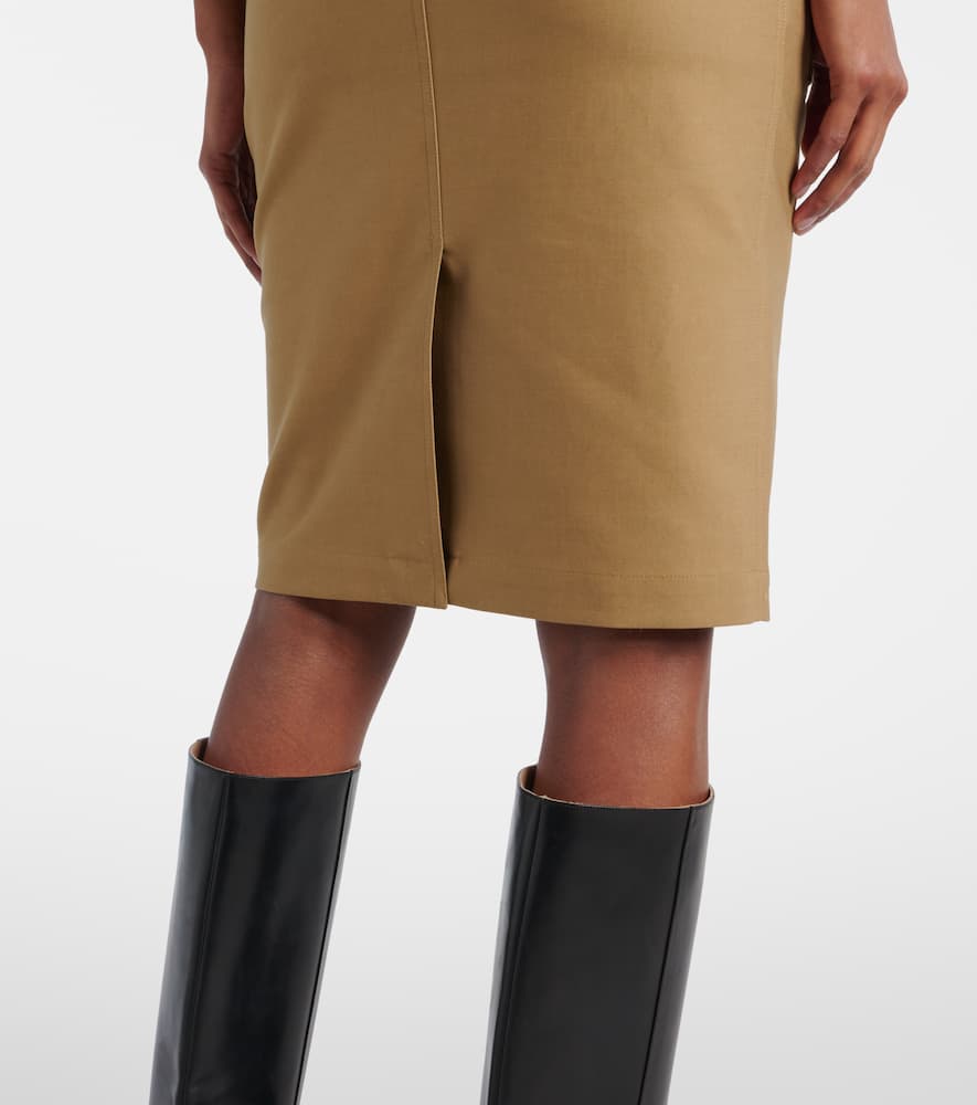 Cotton-blend tricotine midi skirt