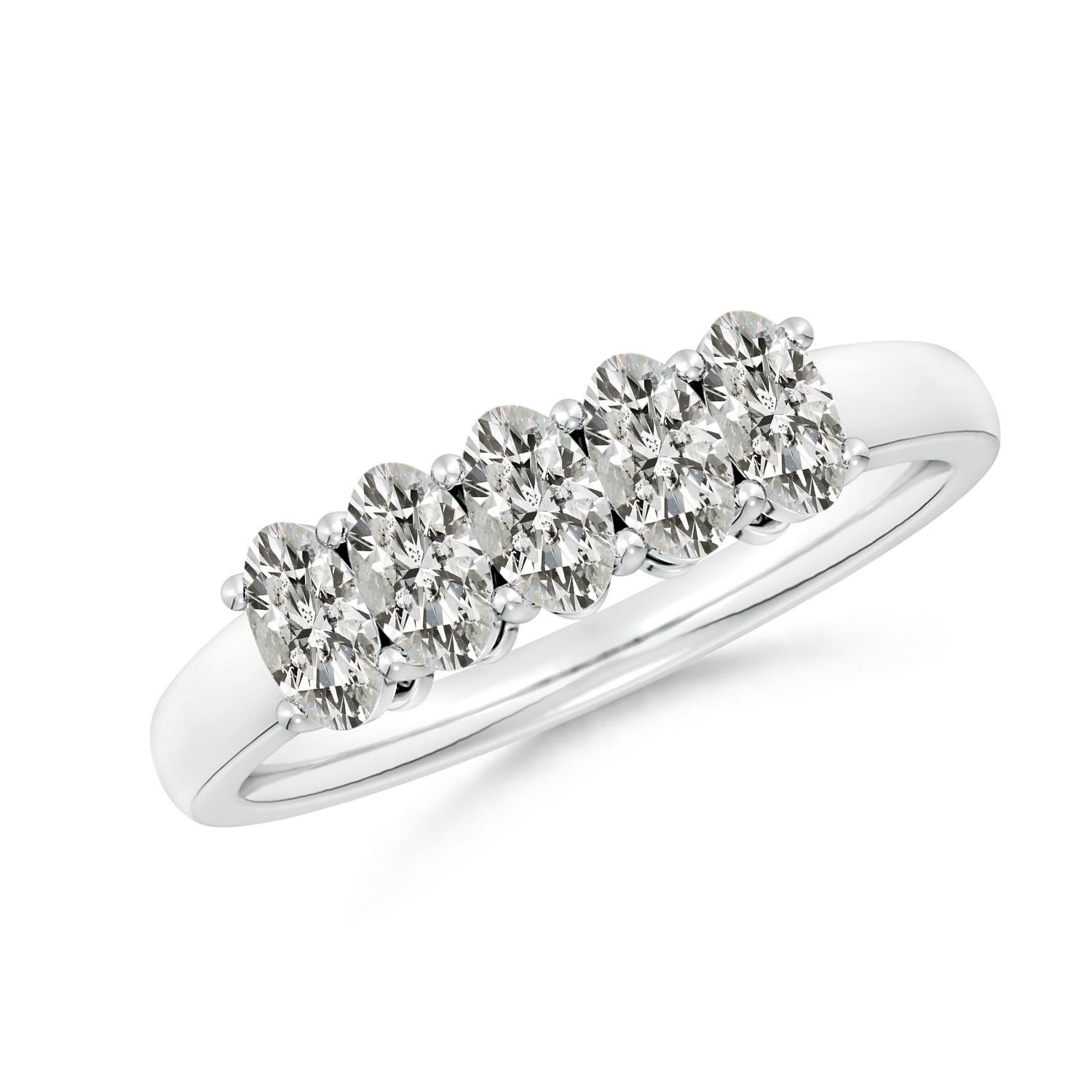 Angara 1.05 Carats Prong-Set Oval Diamond Five Stone Wedding Ring in 18K White Gold