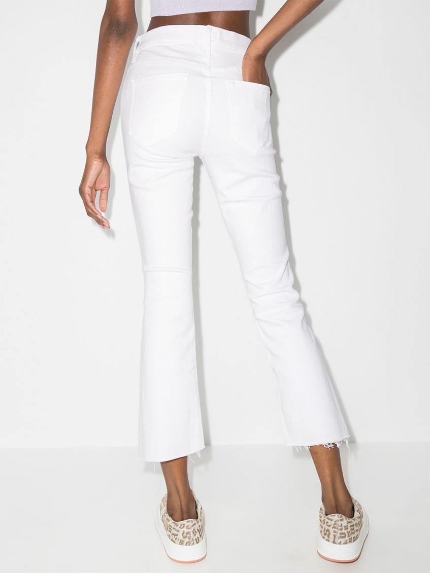 White Cropped Flared Denim Jeans
