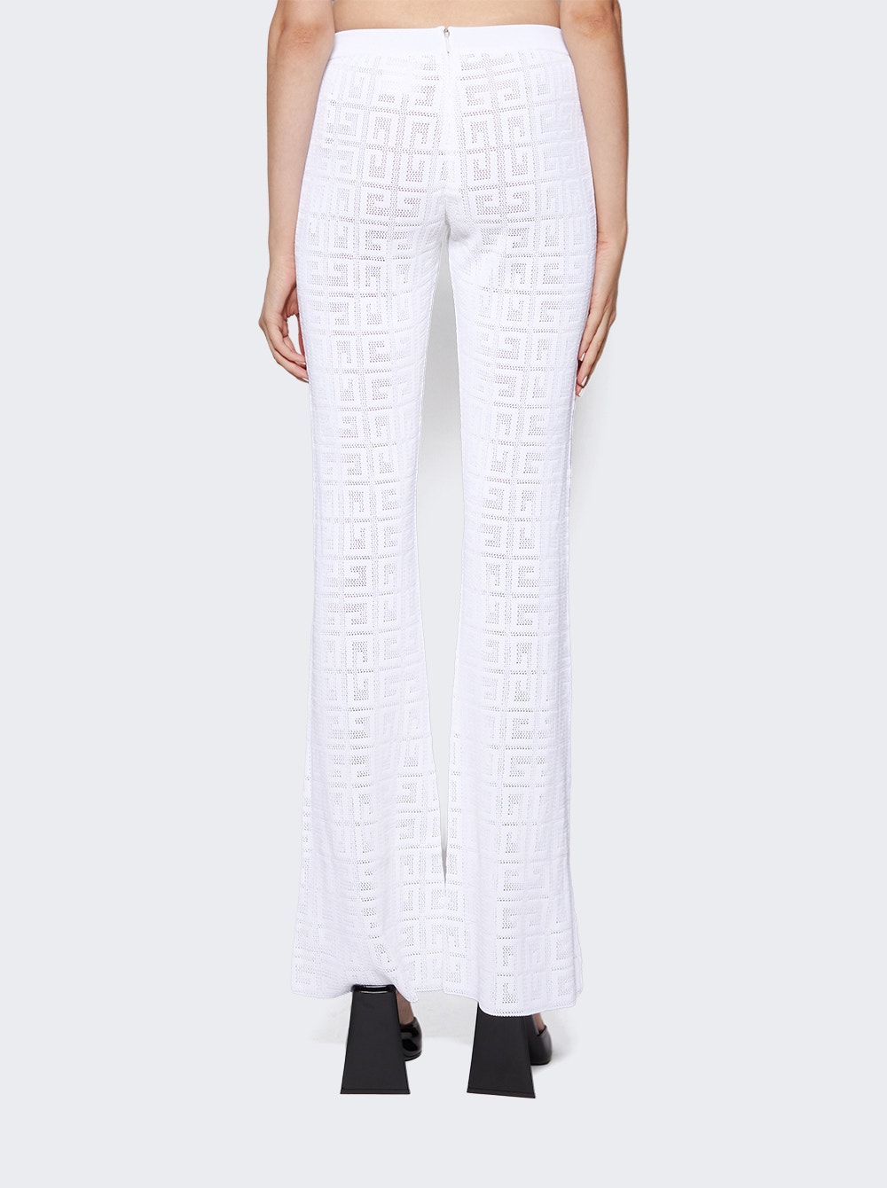 4G-jacquard flared trousers - White