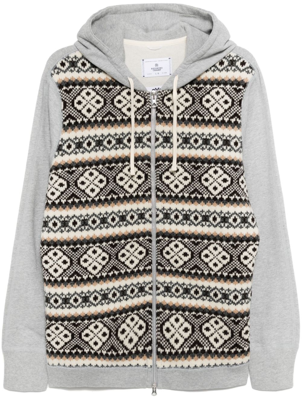 Intarsia-knit hoodie - Black