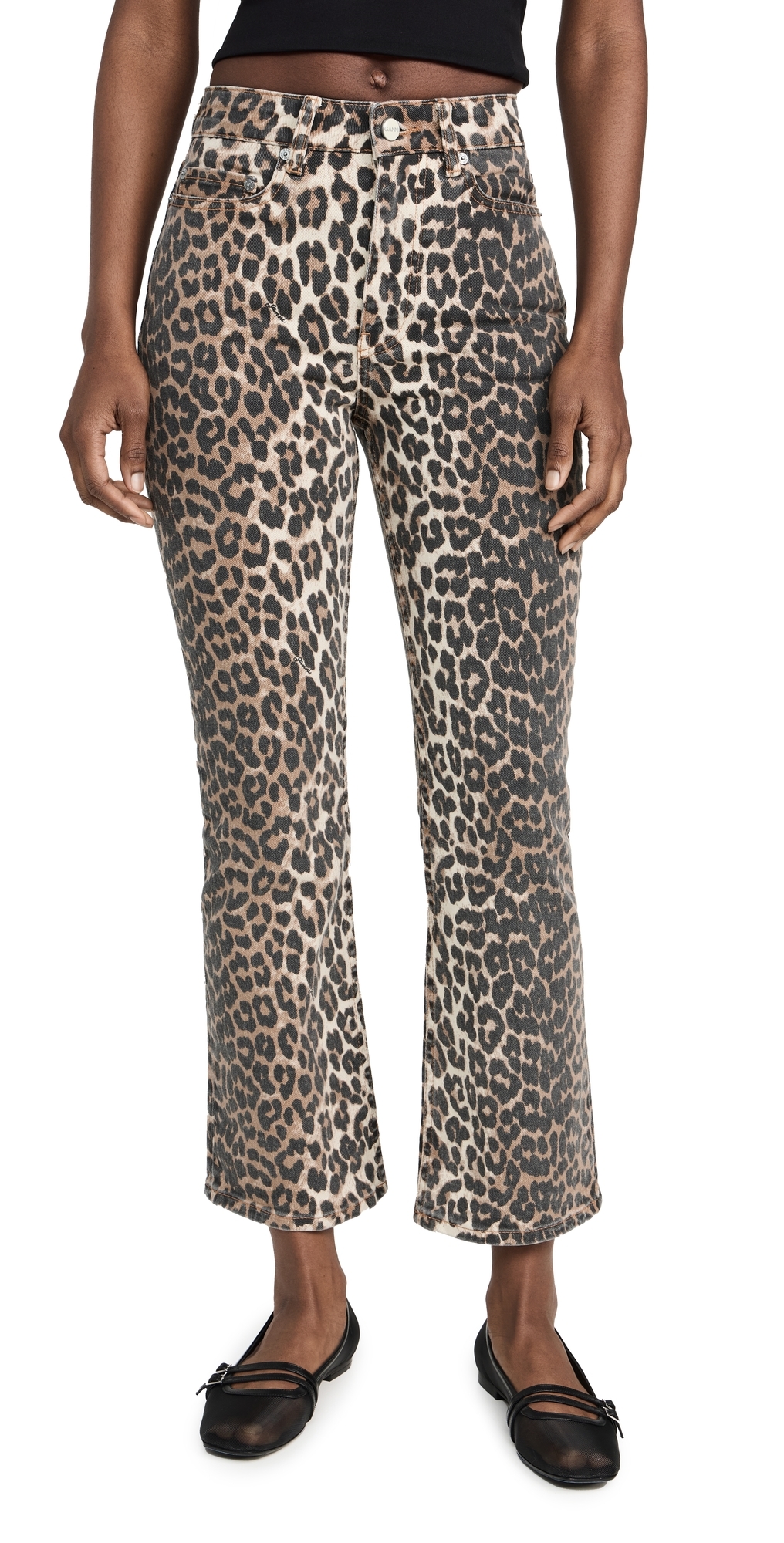 Print Denim Betzy Cropped Jeans Leopard