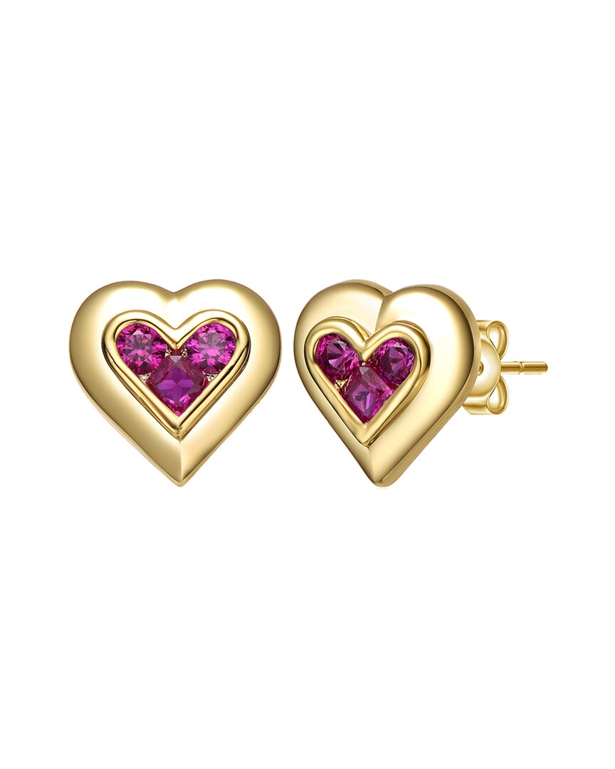 14K Plated Cz Heart Earrings
