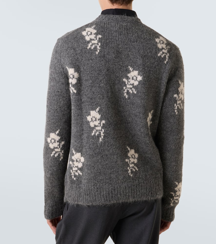Floral intarsia alpaca and wool-blend sweater