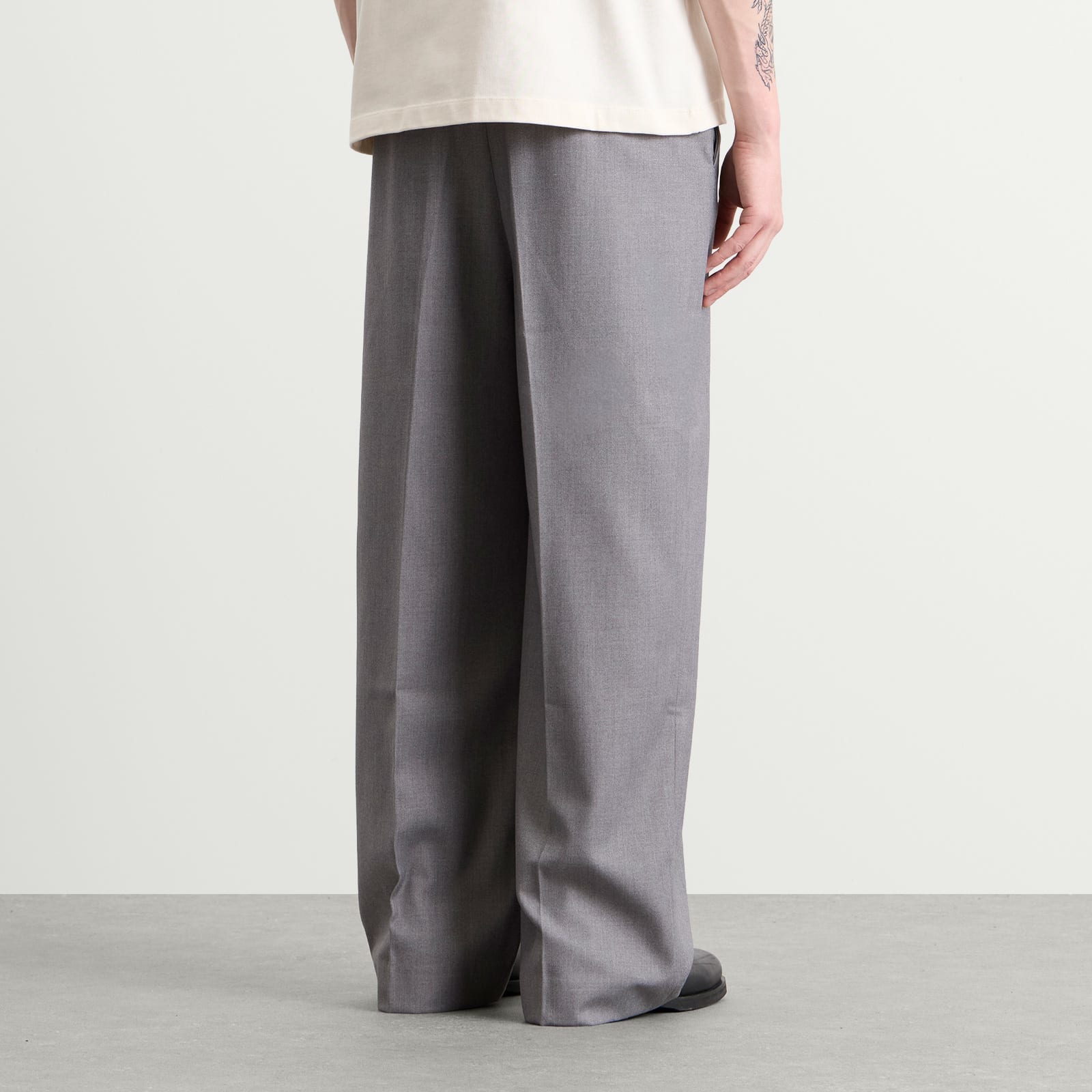 Men's Tailored Wide Leg Trouser Light Grey