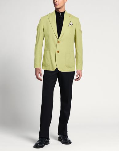 Roberto P Luxury Man Blazer Light green Size 36 Linen, Viscose