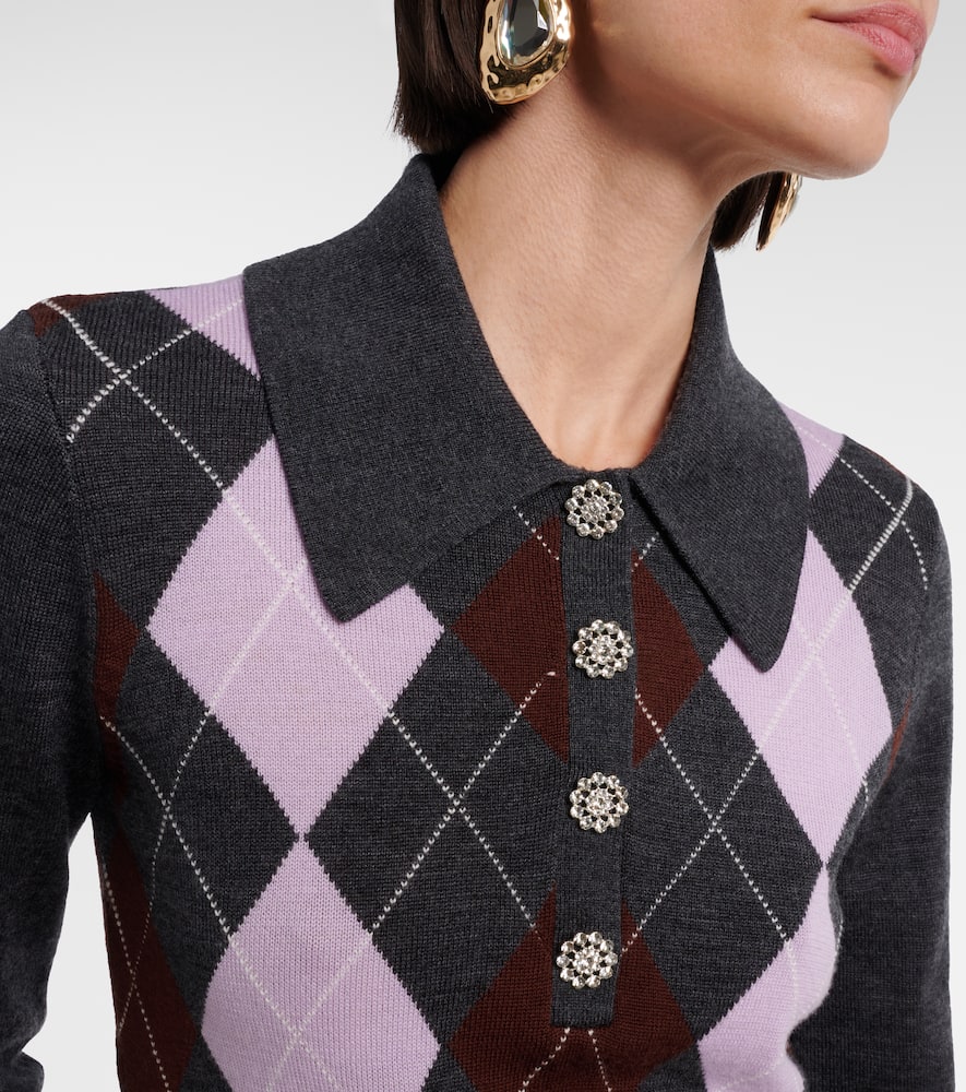 Argyle wool polo sweater
