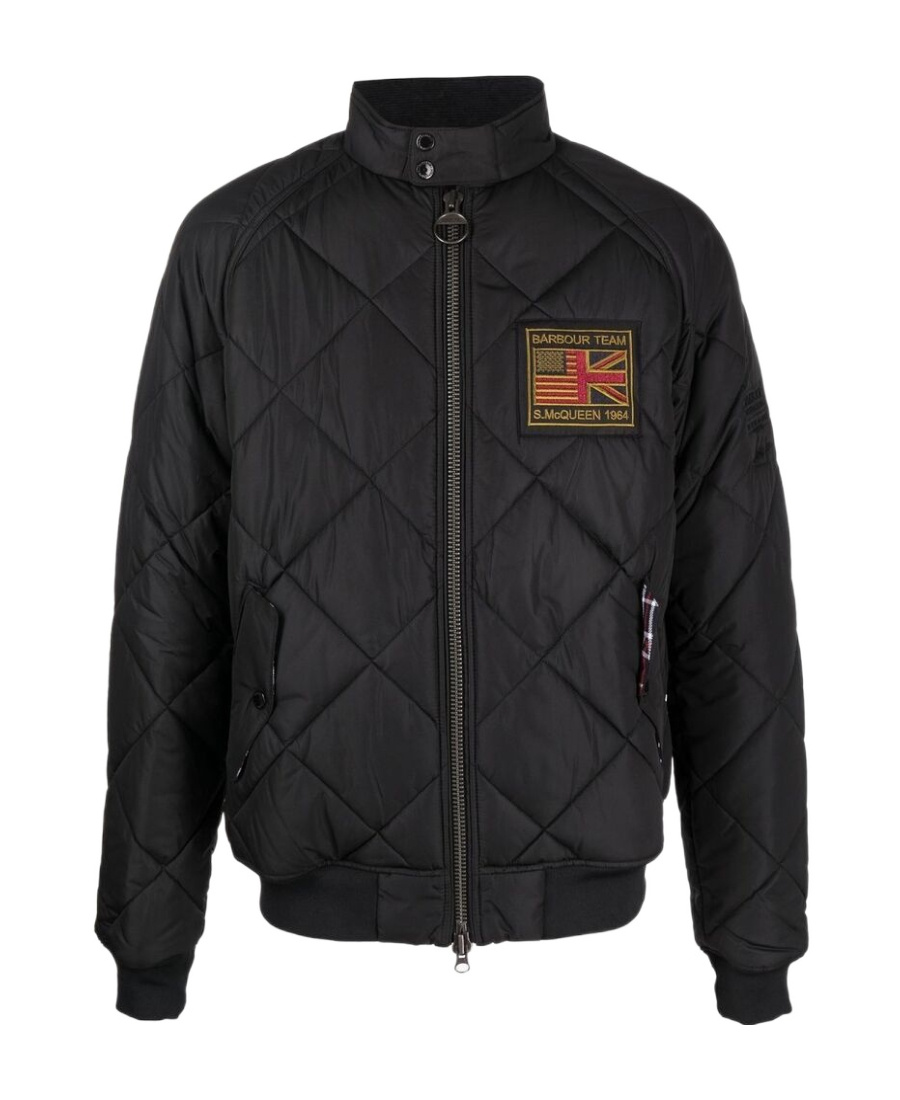 Logo-patch quilted jacket