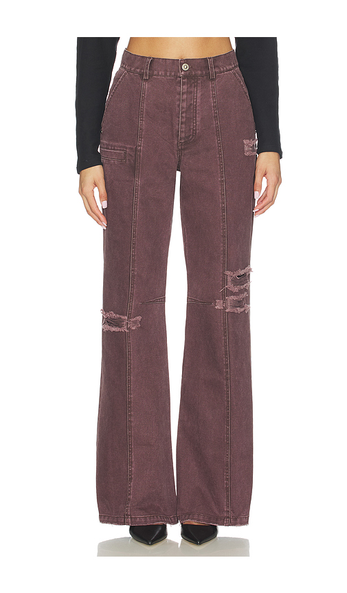 PRIVATE POLICY Distressed Pant in Burgundy. - L also in XS