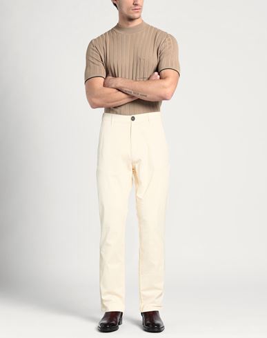 Man Pants Cream Size 28 Cotton, Elastane