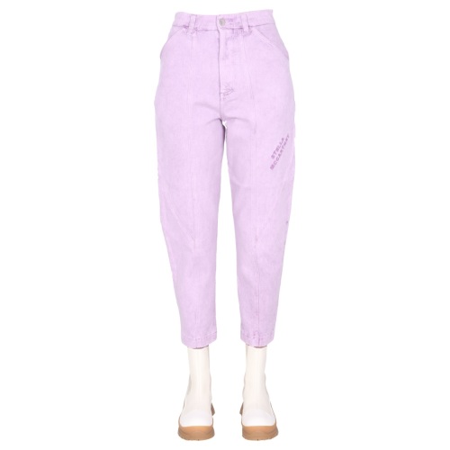 Logo-embroidered tapered jeans