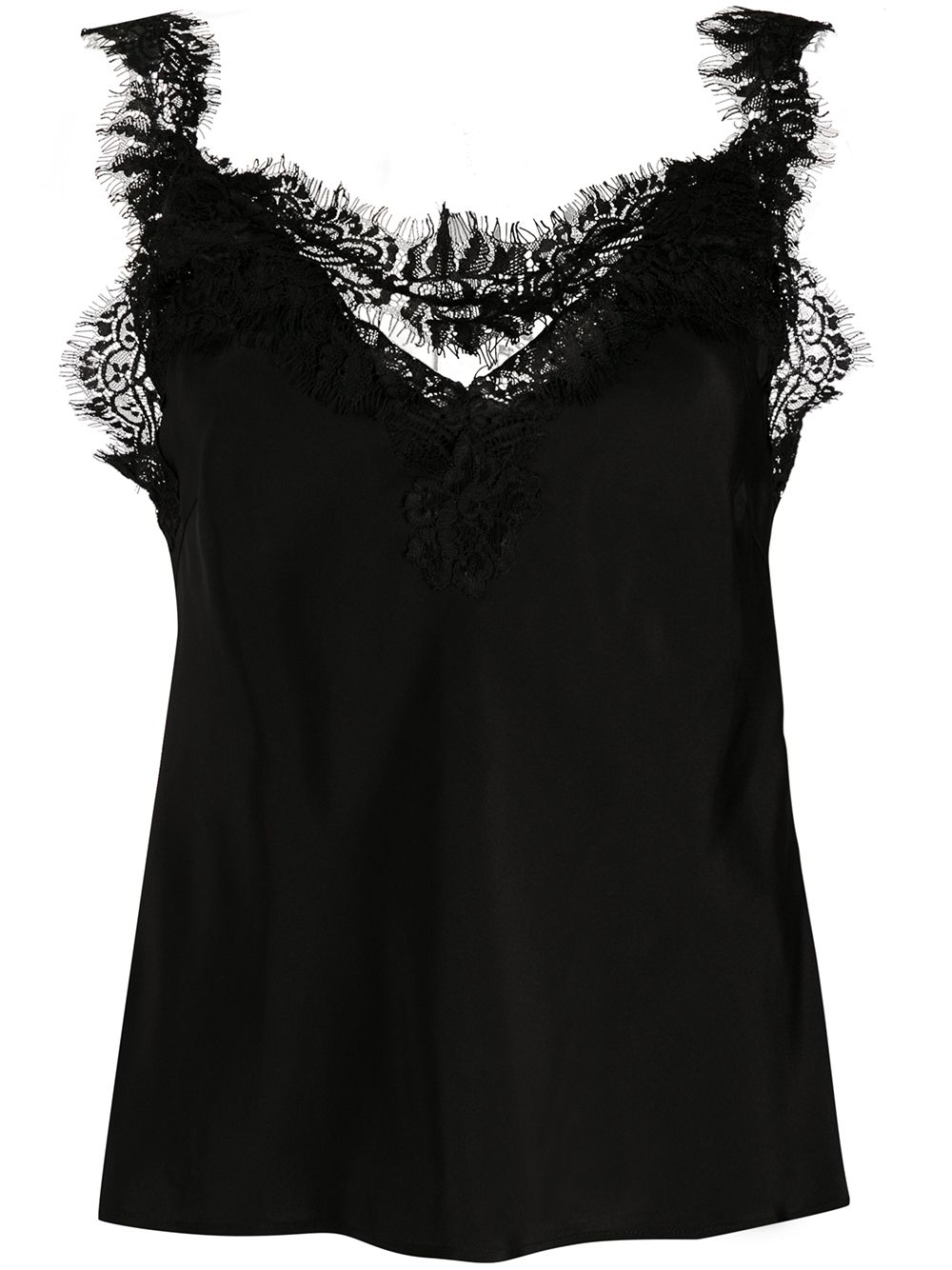 Lace panel silk blouse - Black