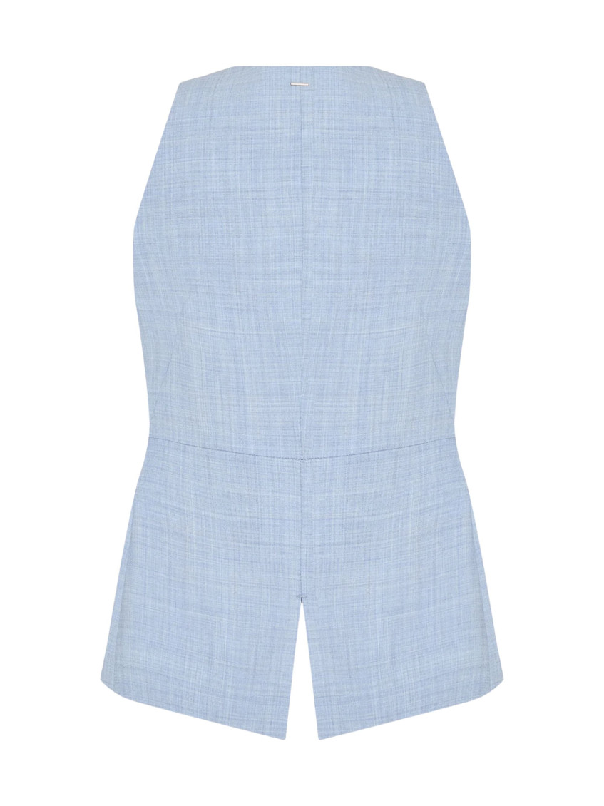 Blue Crew Neck Blazer Vest