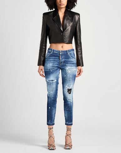 Woman Jeans Blue Size 0 Cotton, Polyester, Elastane, Calfskin