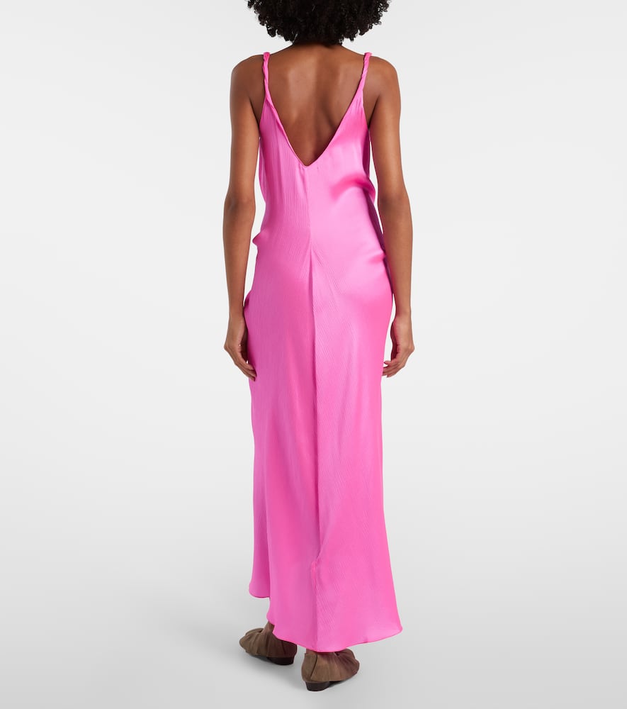 Gathered silk maxi dress