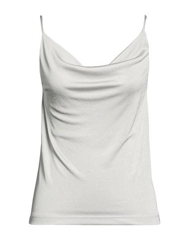 Woman Top Silver Size L Viscose, Polyamide