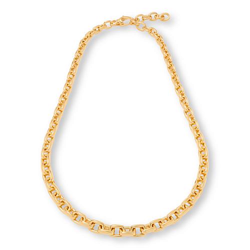 14K Gold Electroform Graduated Chain Link Necklace