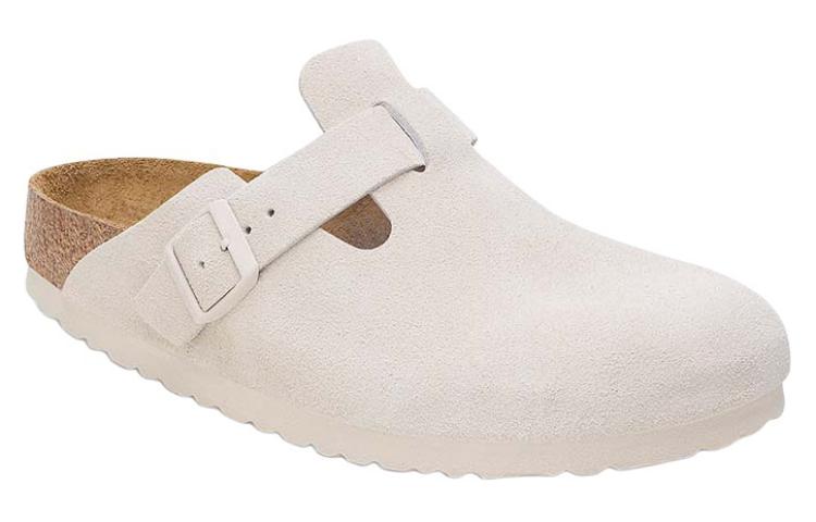 Boston Soft Footbed Suede Leather Narrow Fit Sandals 'Antique White'