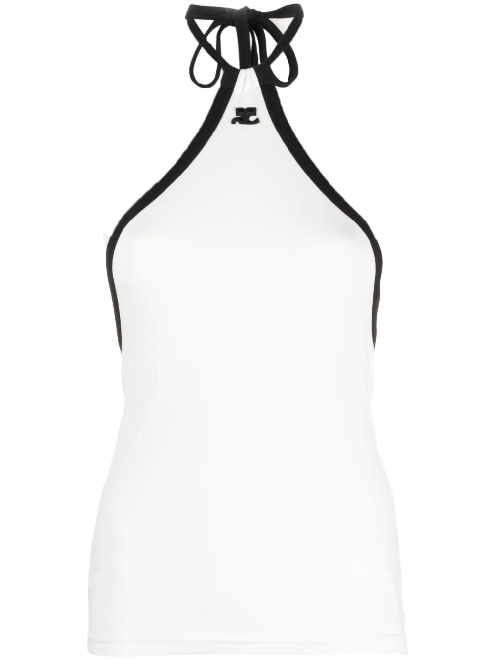 Embroidered-logo halterneck top - White