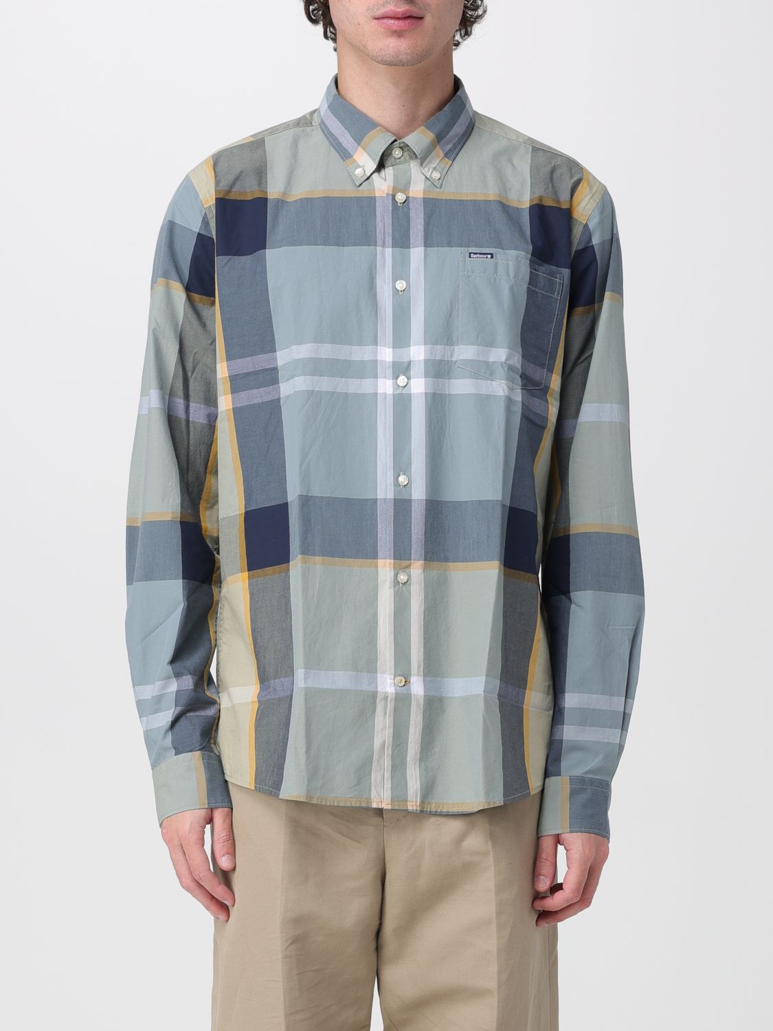 Long-sleeve plaid cotton shirt - Neutrals