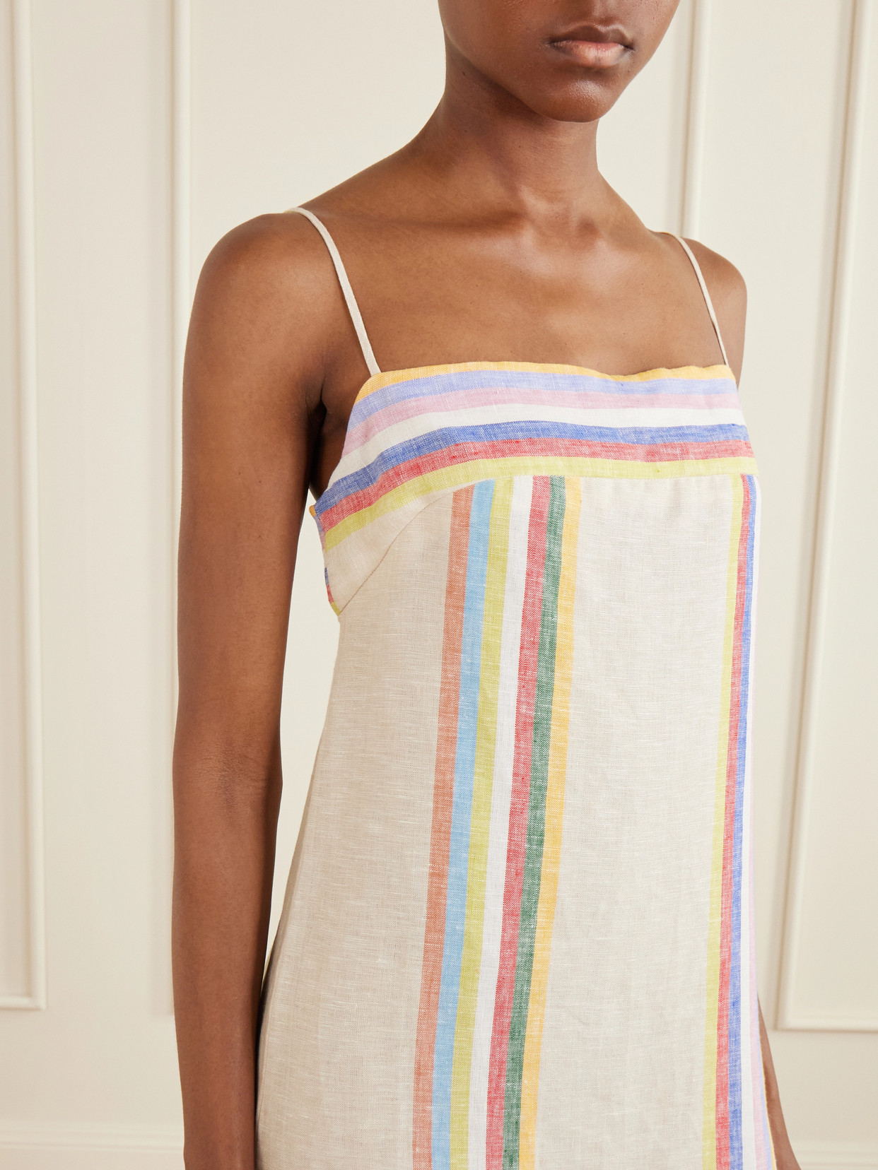 Laura Striped Linen Maxi Dress - Beige