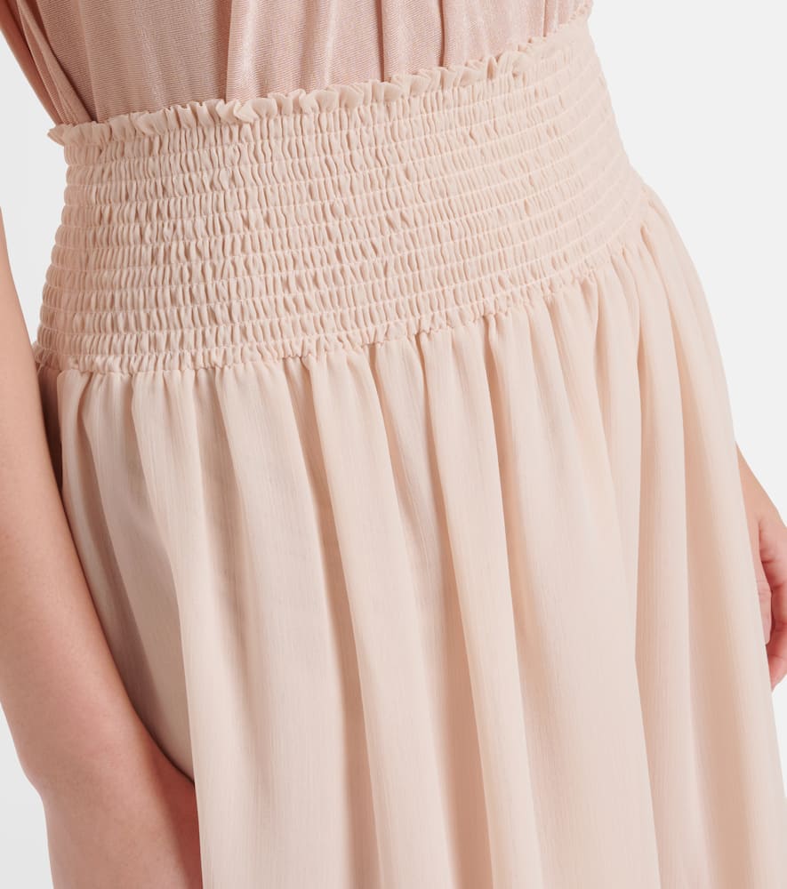 Gathered chiffon maxi skirt