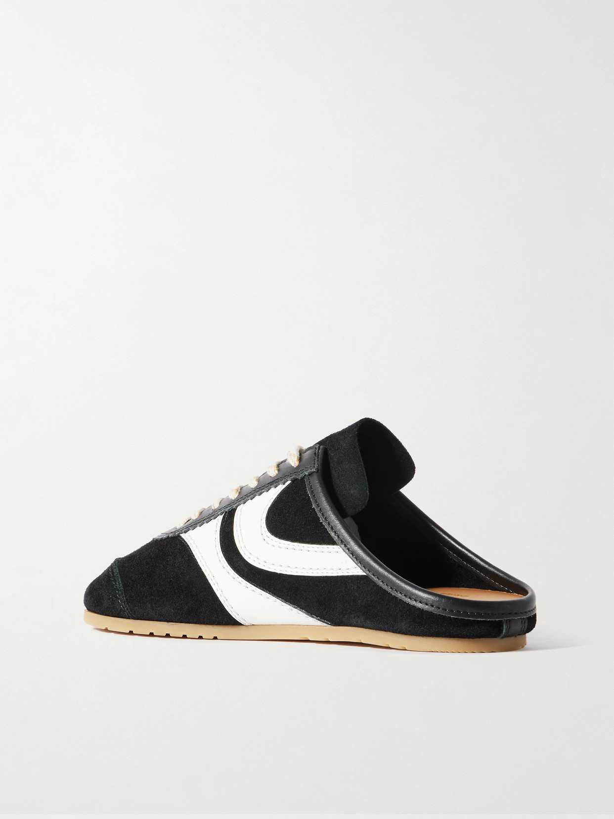 Leather-trimmed Suede Slip-on Sneakers - Black