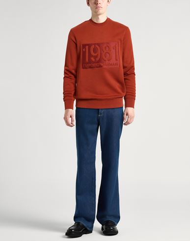 Man Sweatshirt Rust Size M Cotton, Elastane