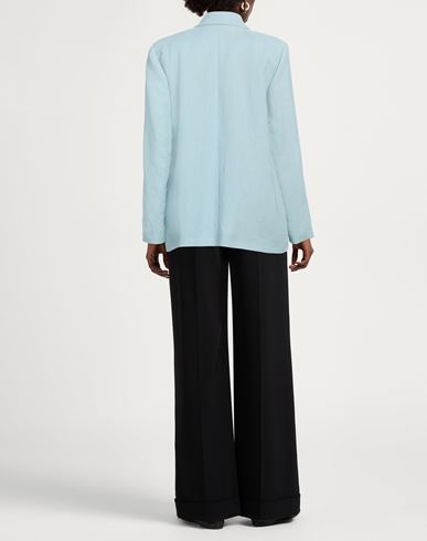 Woman Blazer Turquoise Size 6 Viscose, Linen