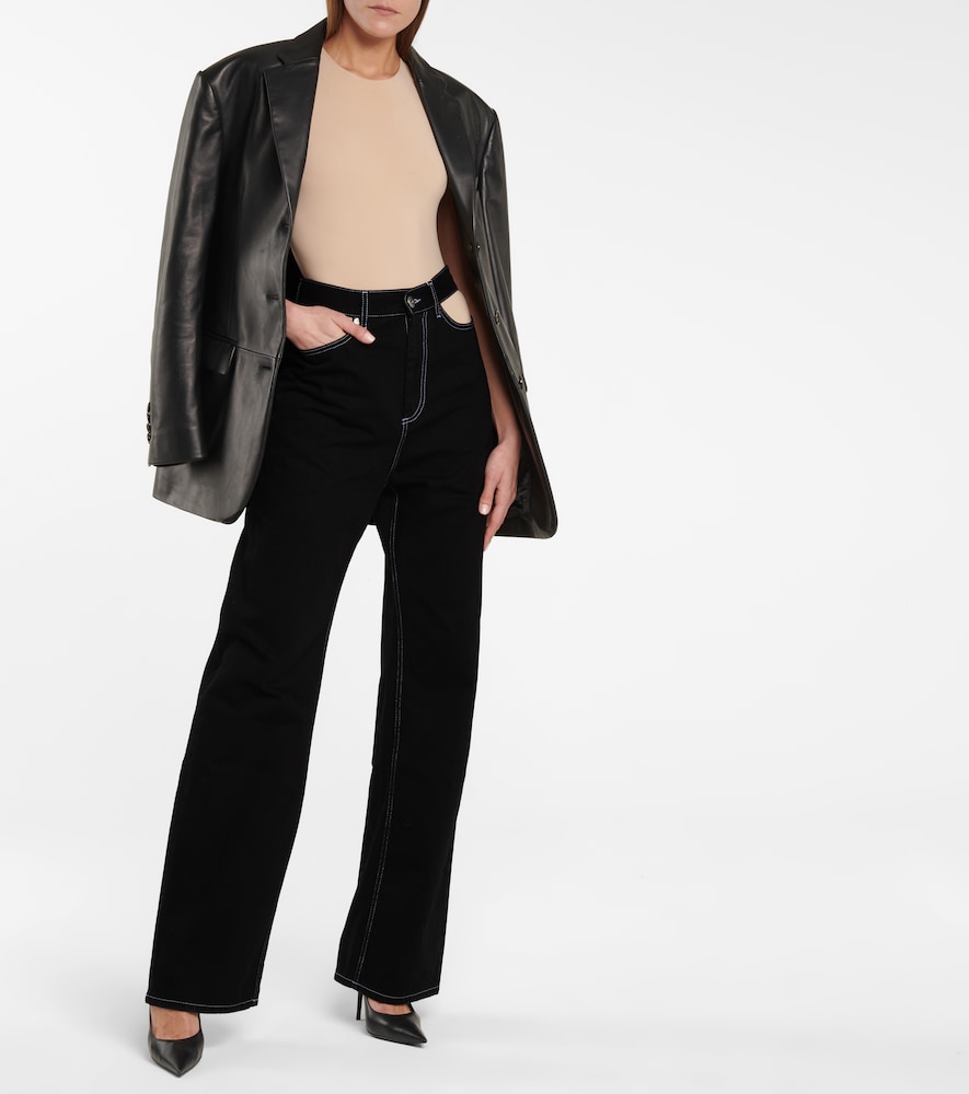 Cutout high-rise wide-leg jeans