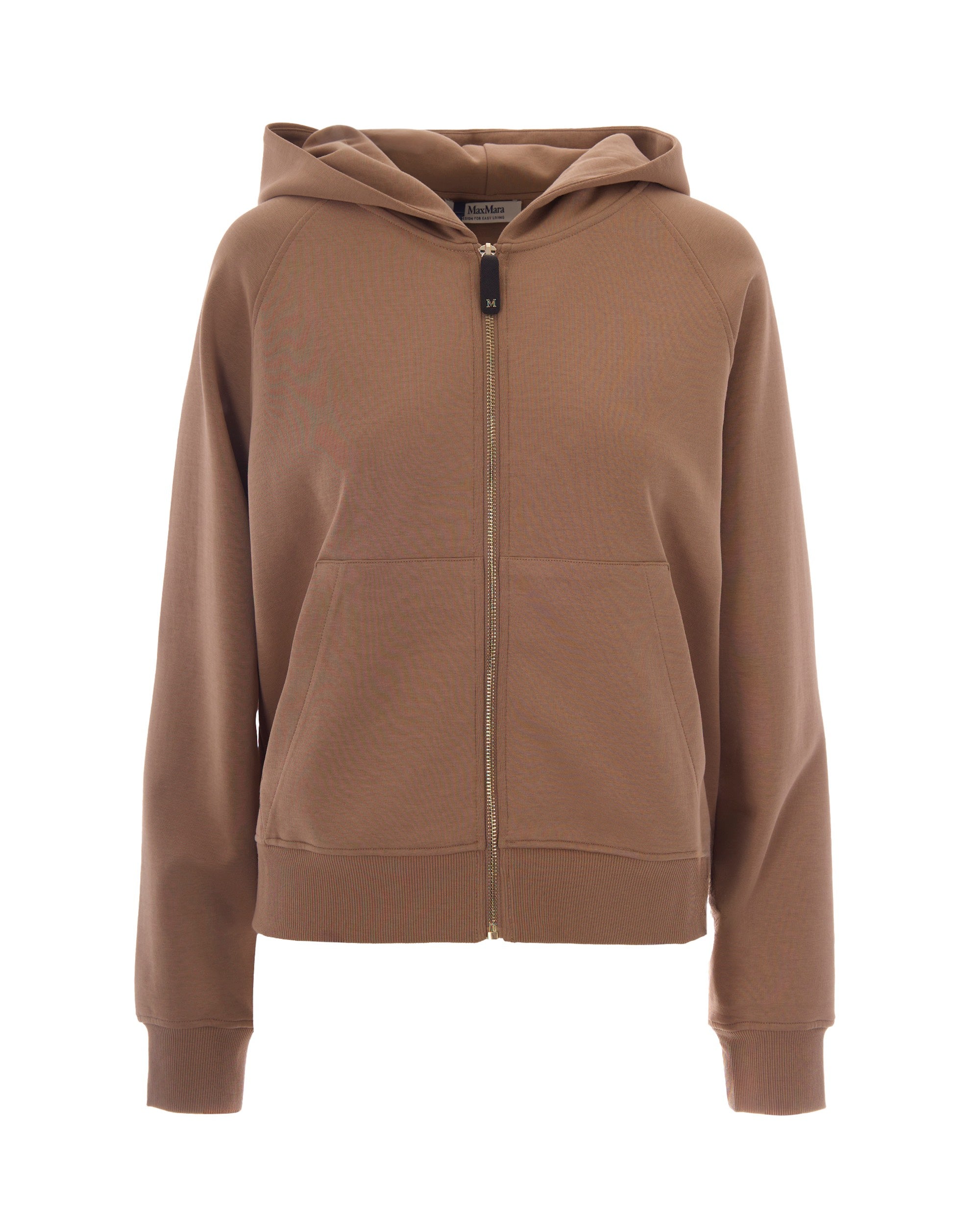 Hooded Cotton-Blend Sweatshirt — Camel