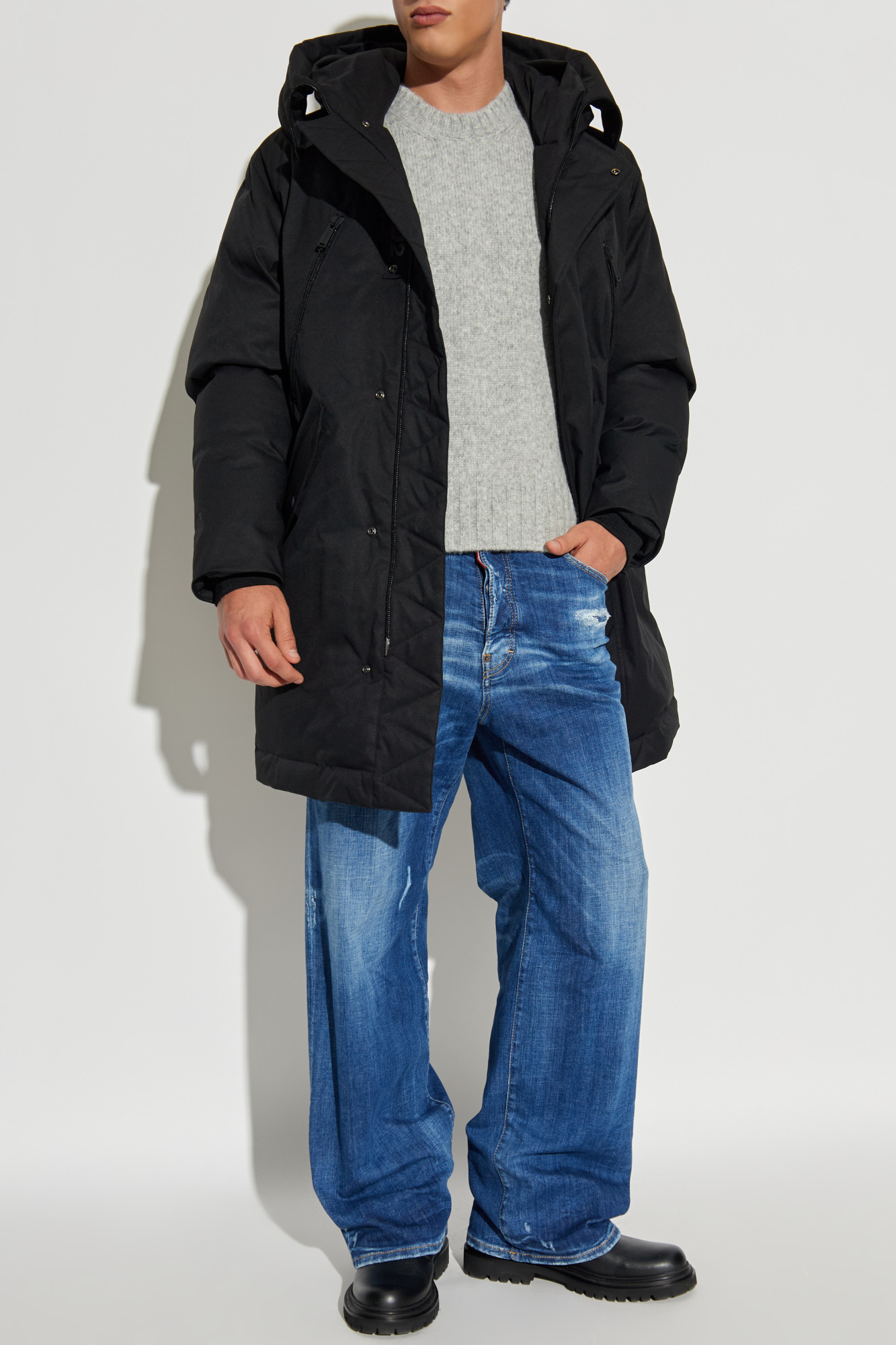 Insulated Parka With Hood, Men's, Black