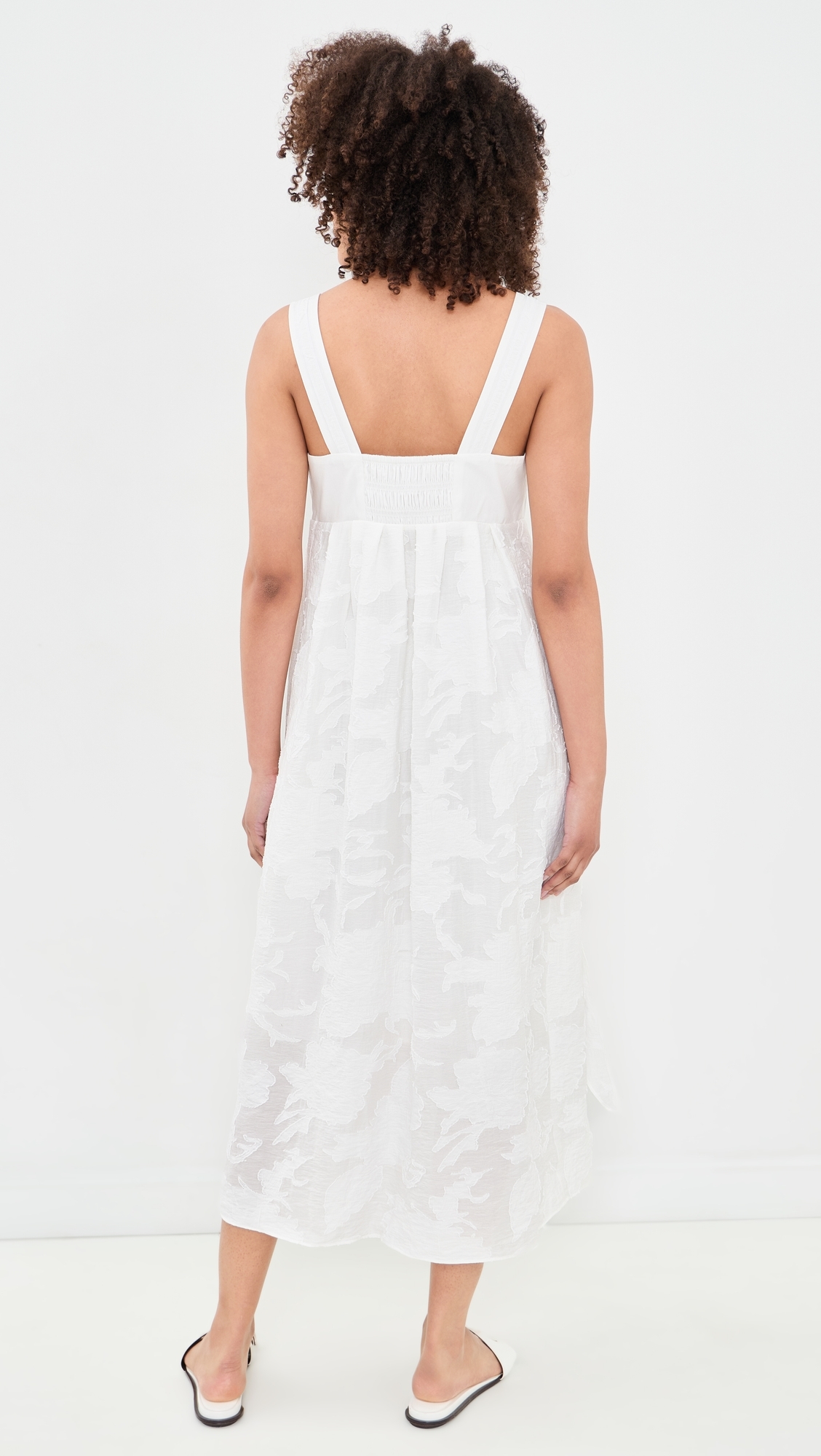 Coupe Mixed Media Dress Off White