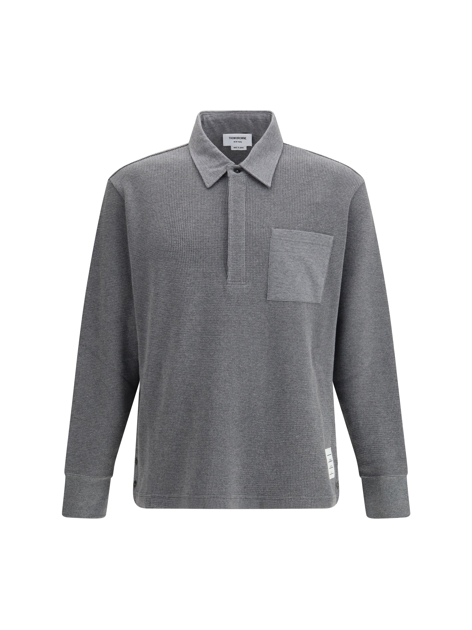 Long-Sleeve Cotton Polo — Gray