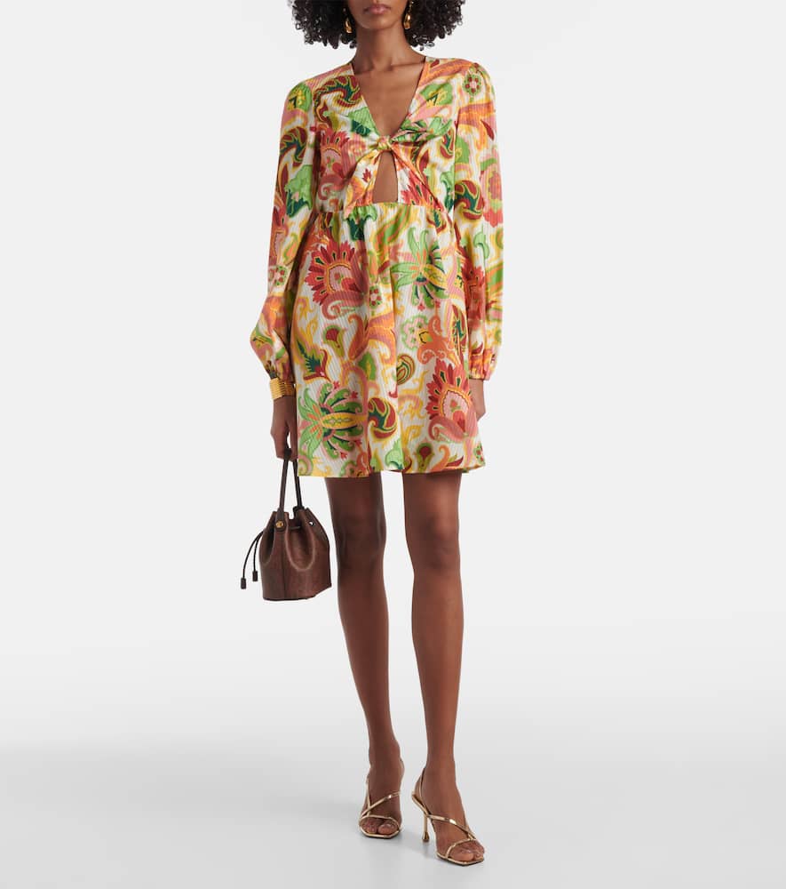 Floral cotton and silk minidress