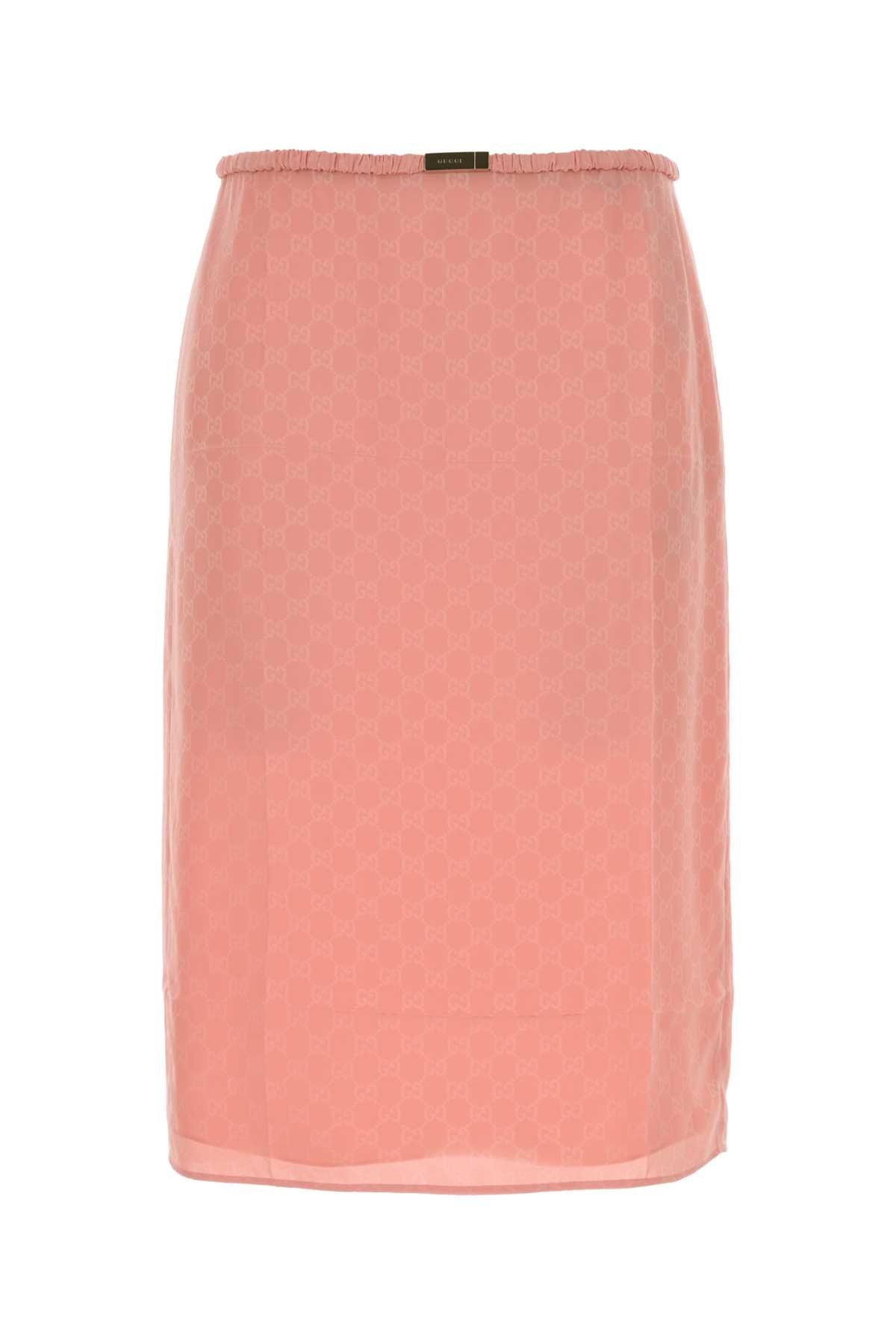 GG-Monogram Silk Skirt — Pink