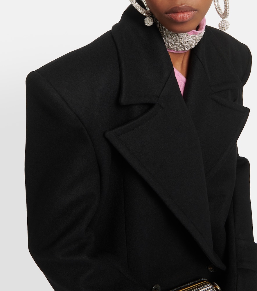 Double-breasted wool-blend coat