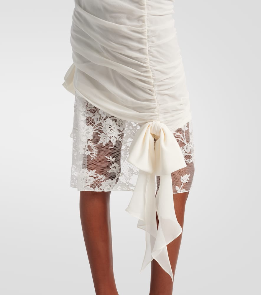 Lace-trimmed silk georgette midi dress