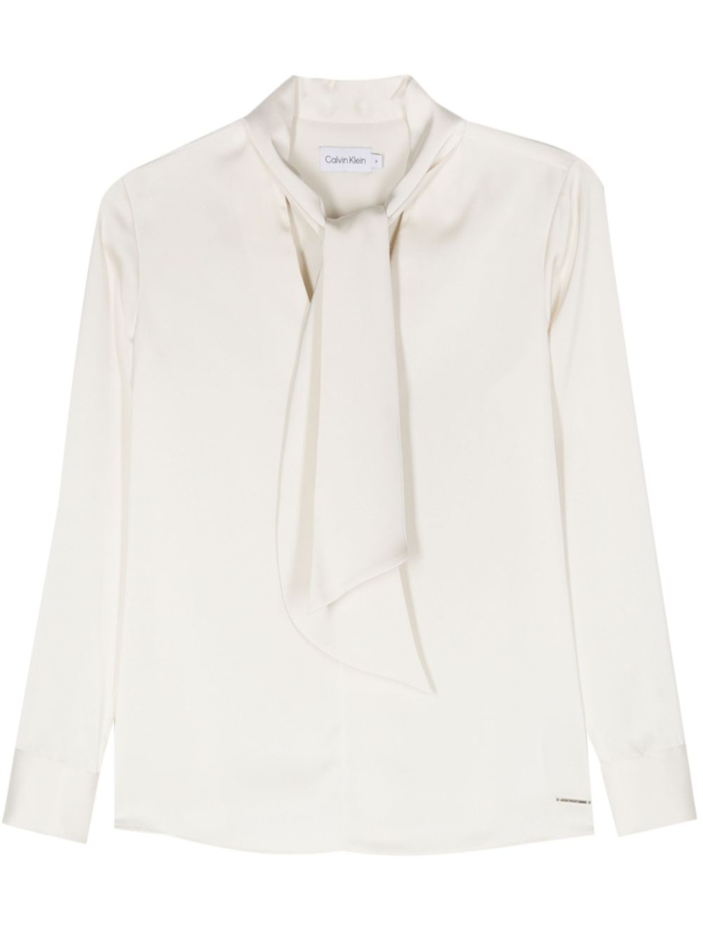Pussy-bow collar satin blouse - Neutrals