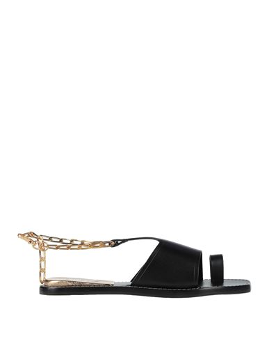 Woman Thong sandal Black Size 5 Leather