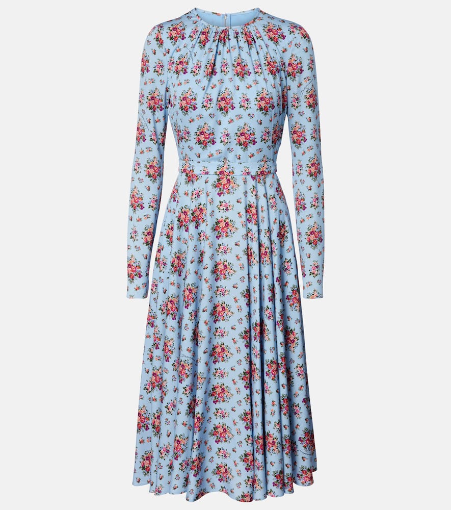 Floral silk-blend midi dress