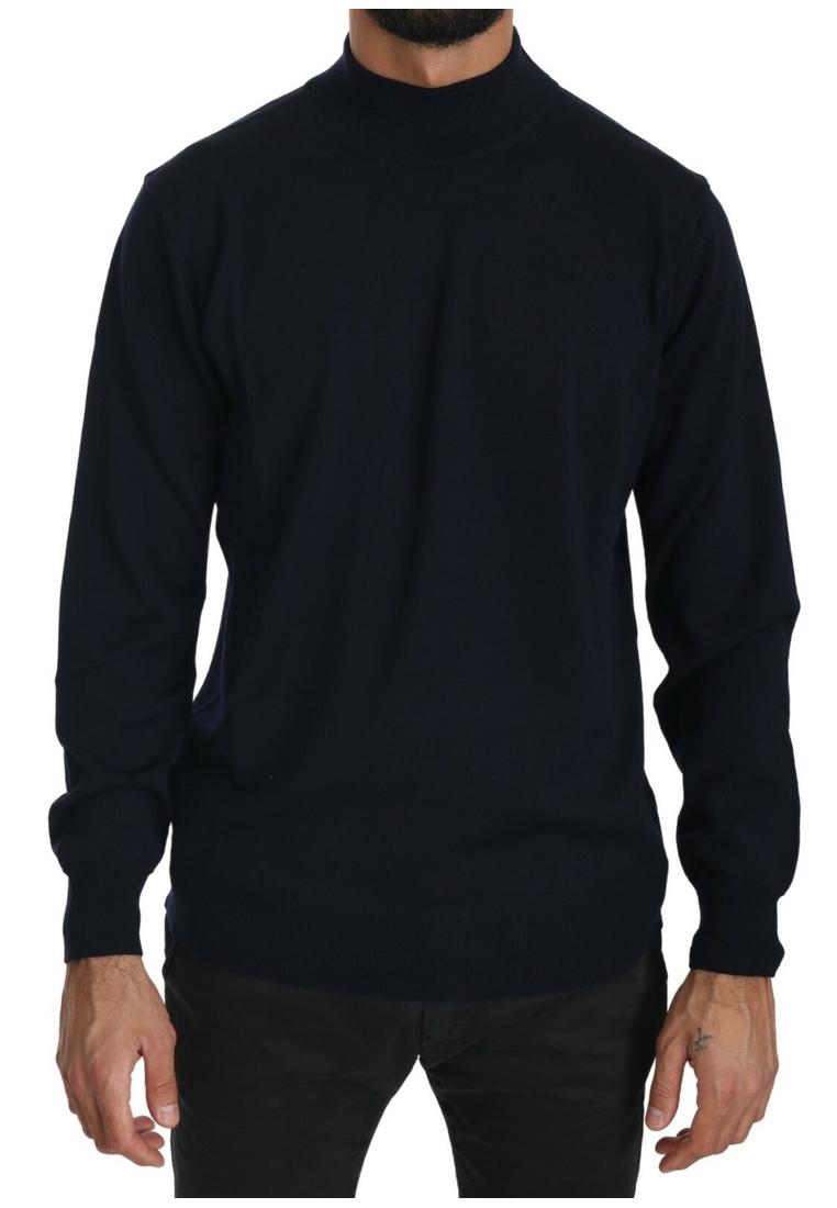 MILA SCHON Herren Dunkelblauer Rundhals-Pullover 100% Wolle