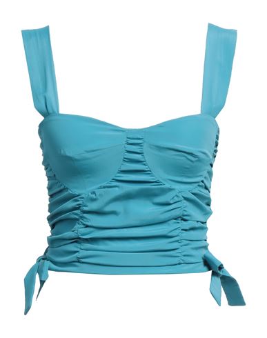 Woman Top Azure Size 6 Acetate, Silk
