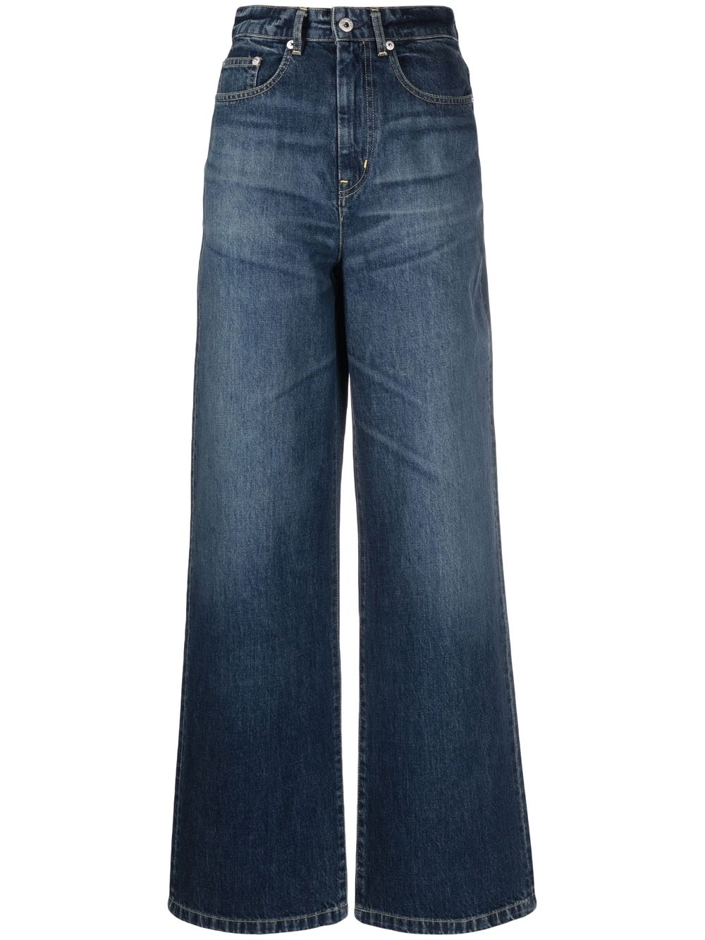 High-waisted straight-leg jeans - Blue