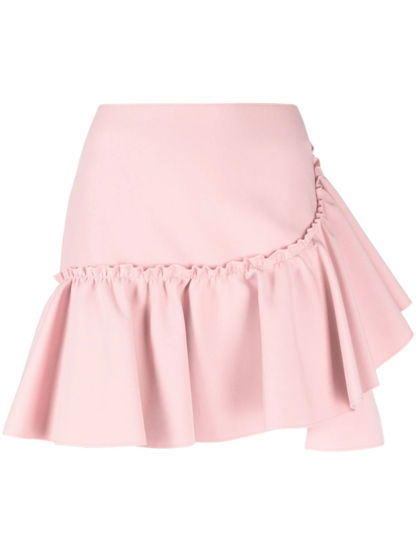 Pink Ruffle-detailing High-waist Skirt