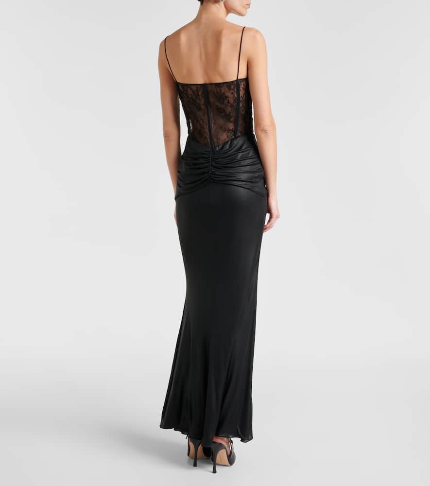 Laminated jersey maxi dress