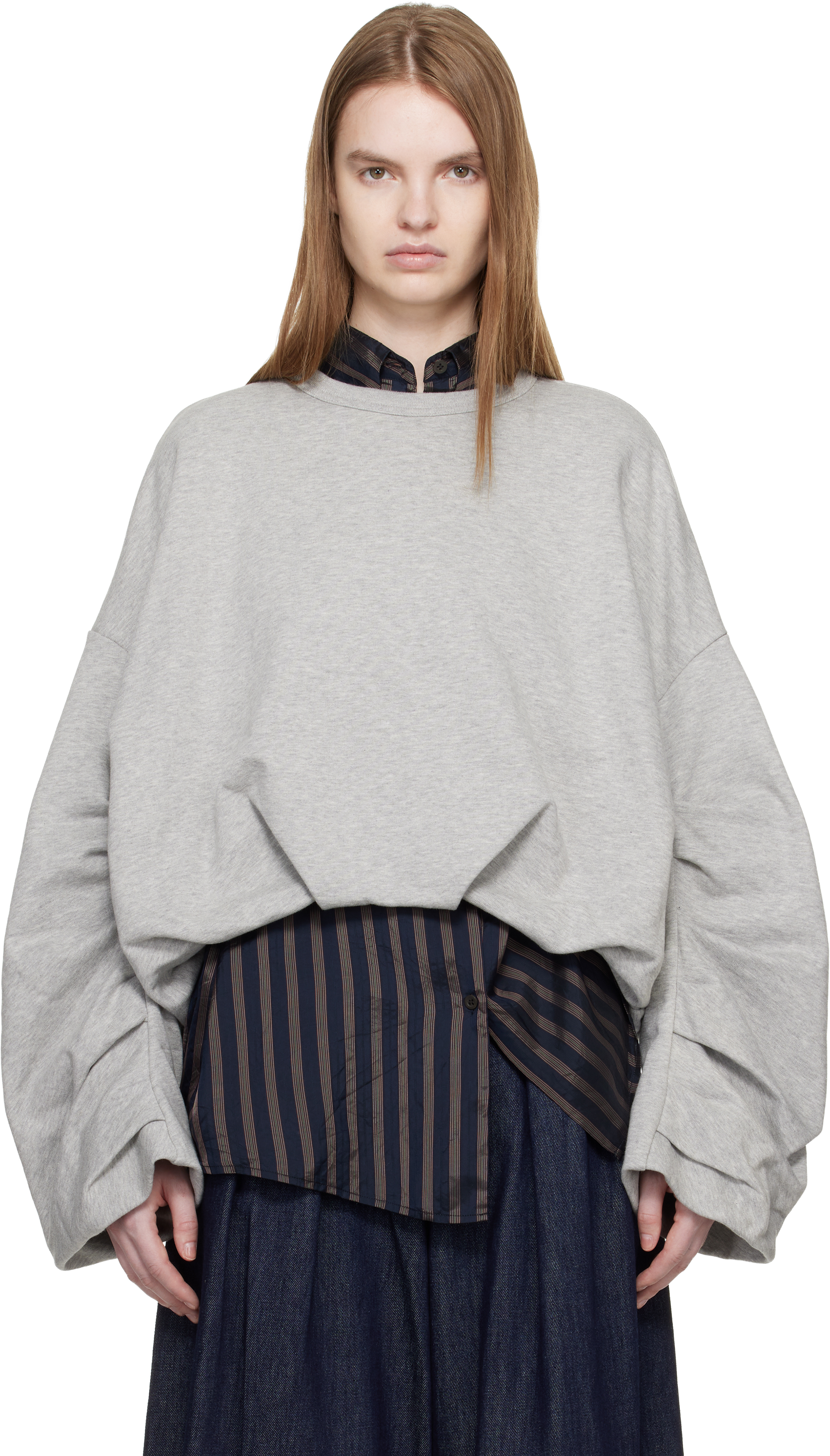 Gray Draped Sweatshirt