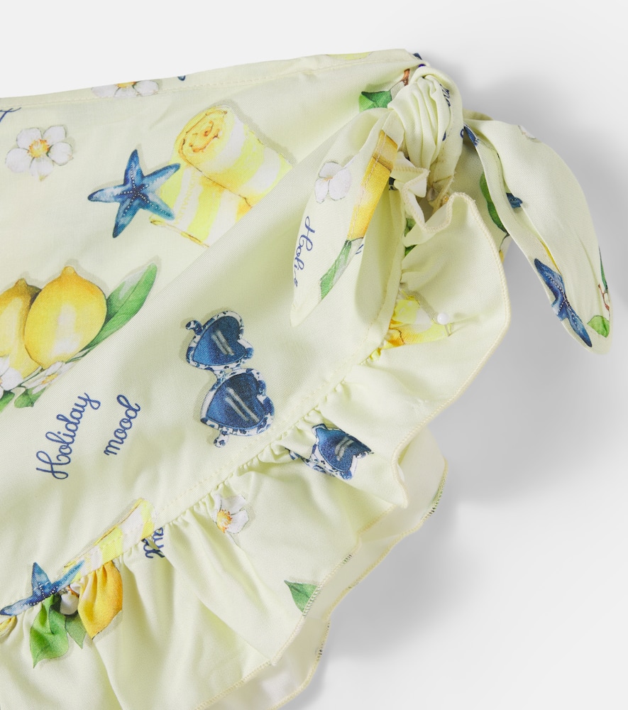 Printed cotton beach cover-up